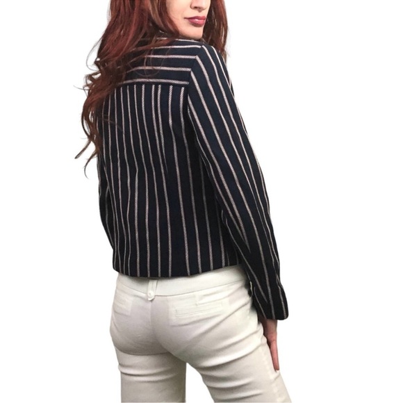 Banana Republic Navy Blue Nautical Stripe Blazer Jacket Size 10 - Picture 4 of 5